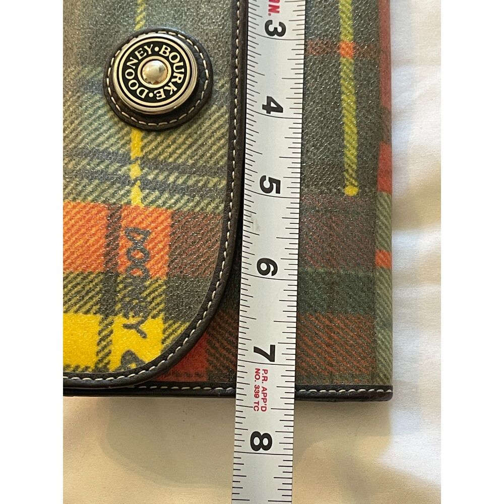 Dooney & Bourke Leather Tartan Plaid Long Logo Wallet Brown Multi ~Excellent - Picture 15 of 16